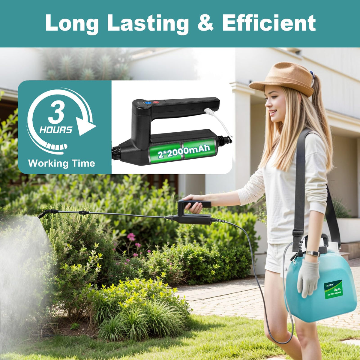 VAXMAY sprayer retractable wand for reaching high or distant areas.