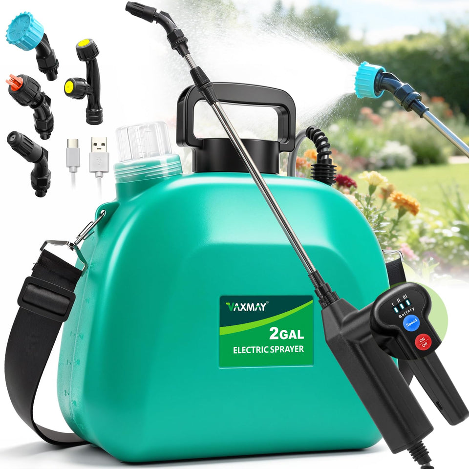 VAXMAY battery-powered sprayer 2-gallon for easy garden spraying and precise coverage.