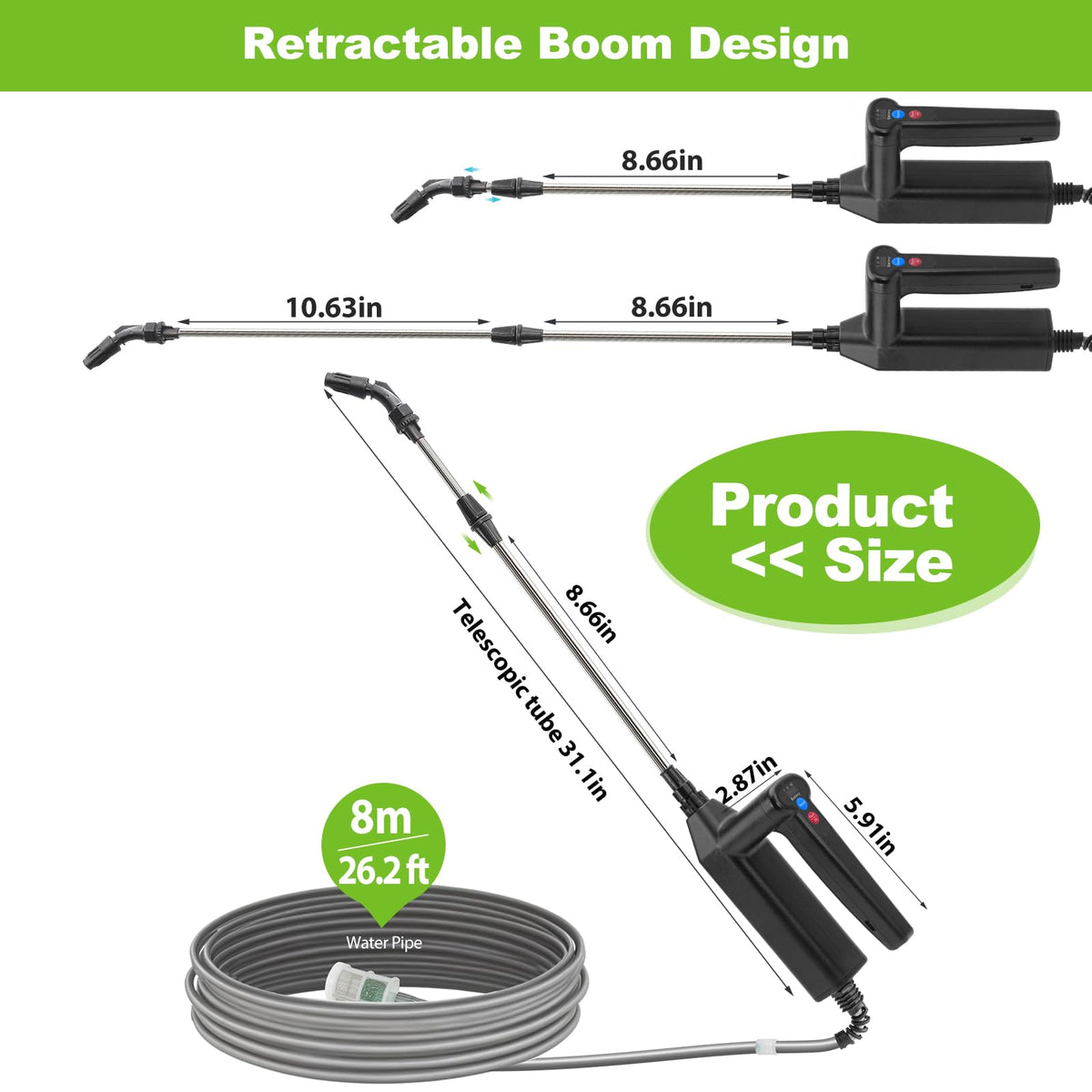 VAXMAY ergonomic telescopic handle designed for comfortable use.