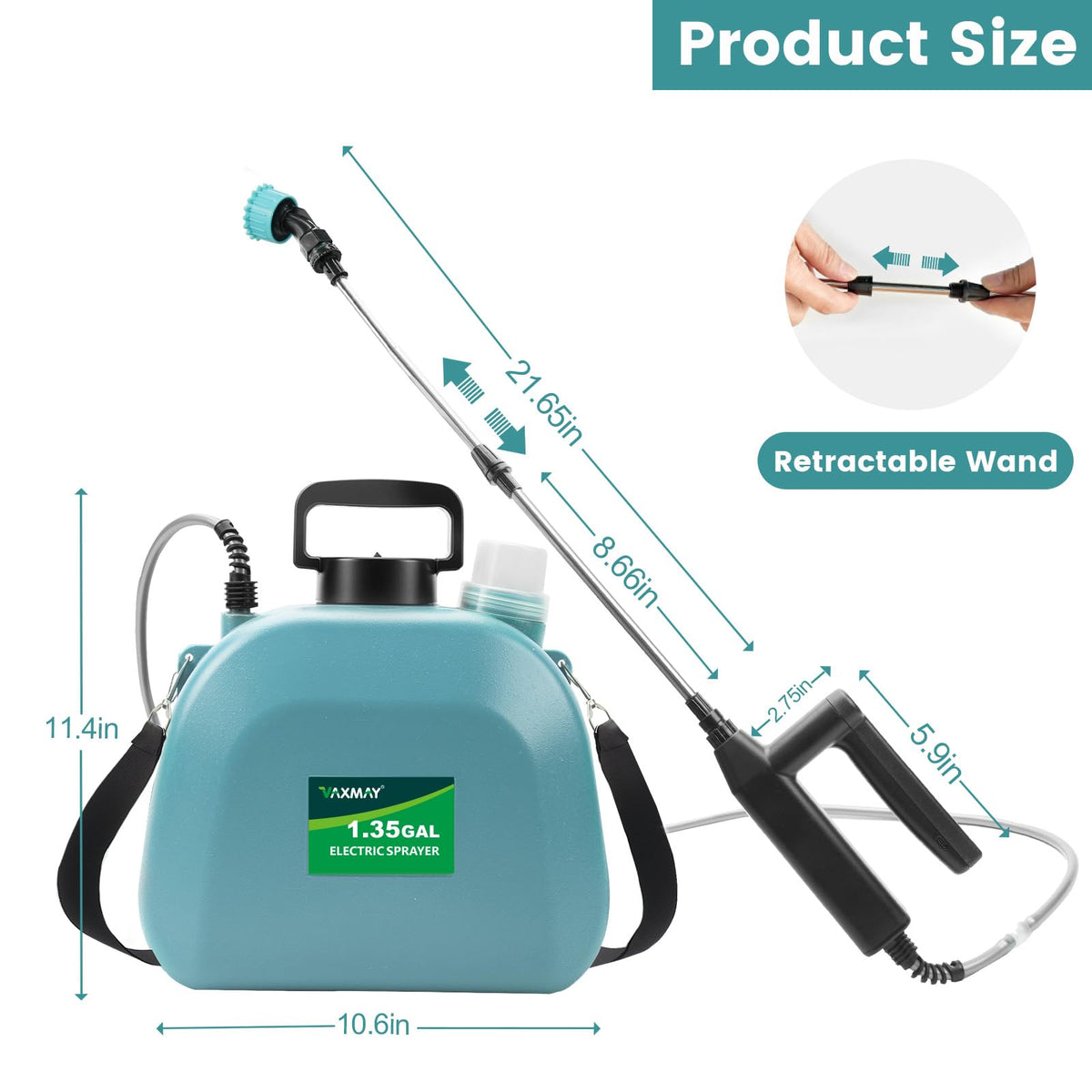 VAXMAY sprayer covers plants, lawns, and quick outdoor cleanups.