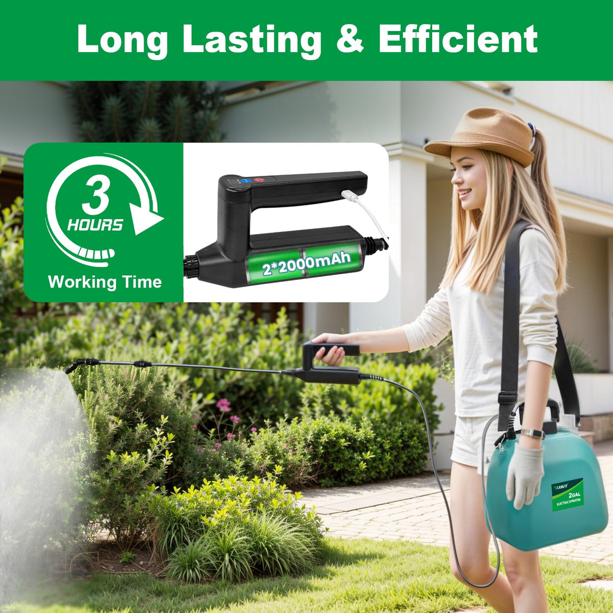 VAXMAY sprayer includes three nozzles for fine mist, fan spray, and direct stream