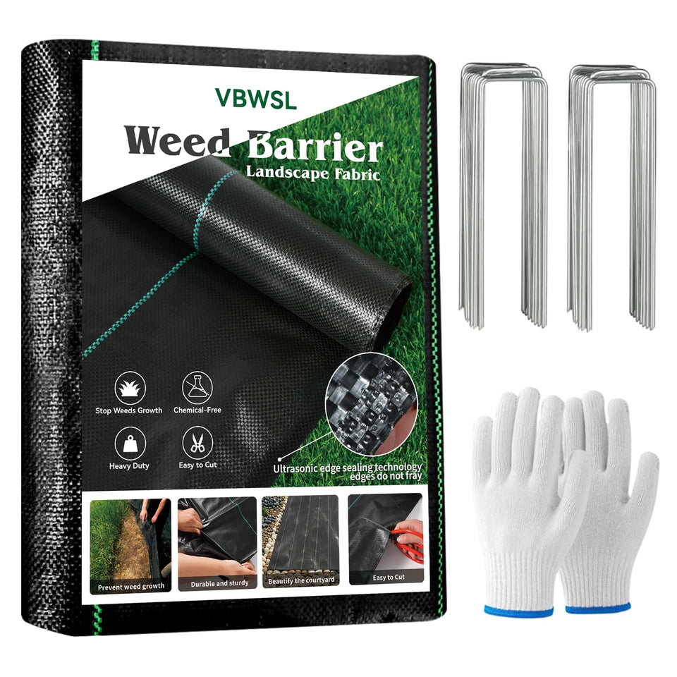 VBWSL weed barrier fabric 5ft x 100ft shields garden beds from weeds and reduces maintenance
