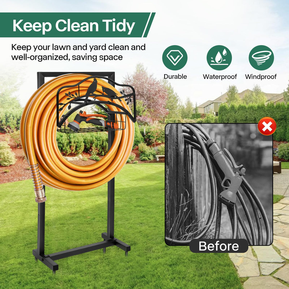 Vcaleets detachable organizer keeps essential hose accessories within reach.