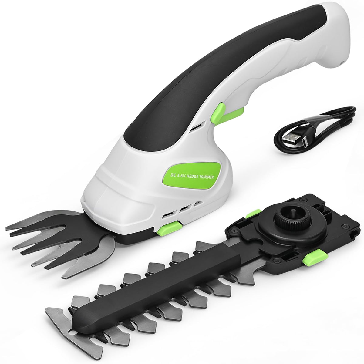 VCAN ACTIVE 2-in-1 cordless hedge trimmer showing compact trimming power and control