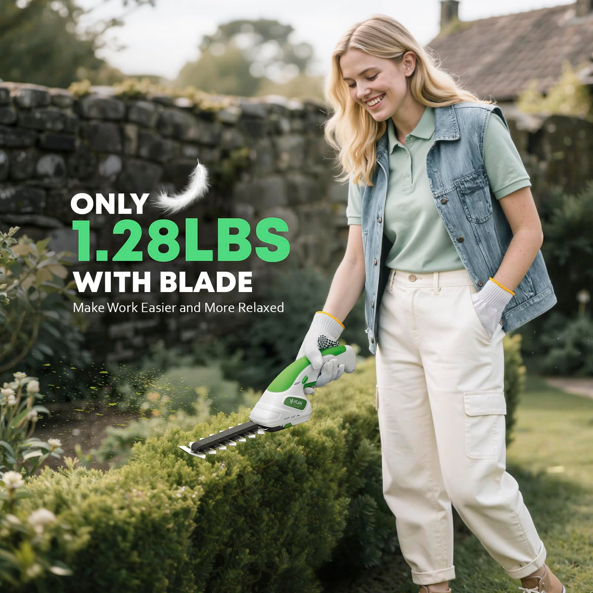 VCAN ACTIVE SK5 alloy steel blades for sharp, durable cuts.