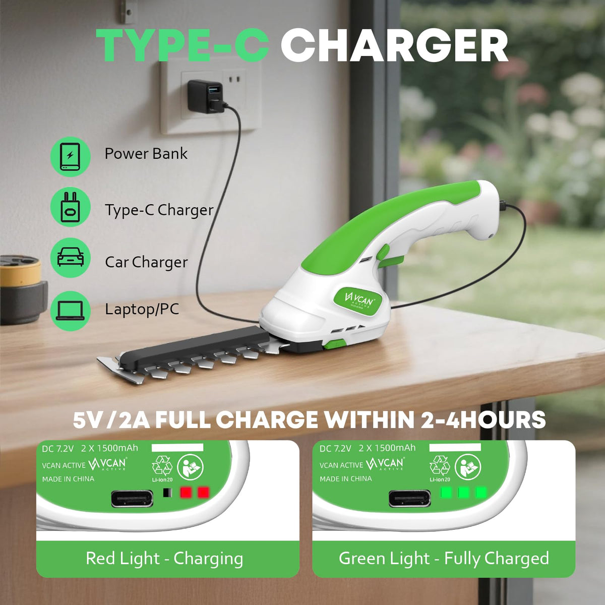 VCAN ACTIVE USB-C charging compatibility for flexible power on the go.