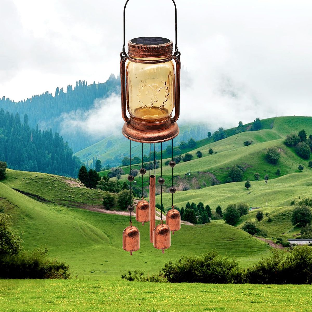 Vcdsoy mason jar wind chime hanging setup ready to install