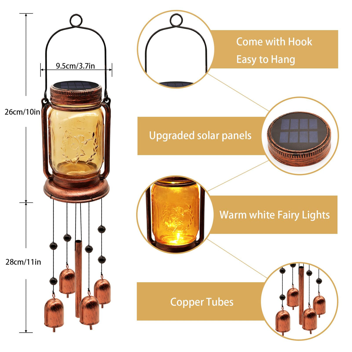 Vcdsoy outdoor wind chime durable construction withstands weather