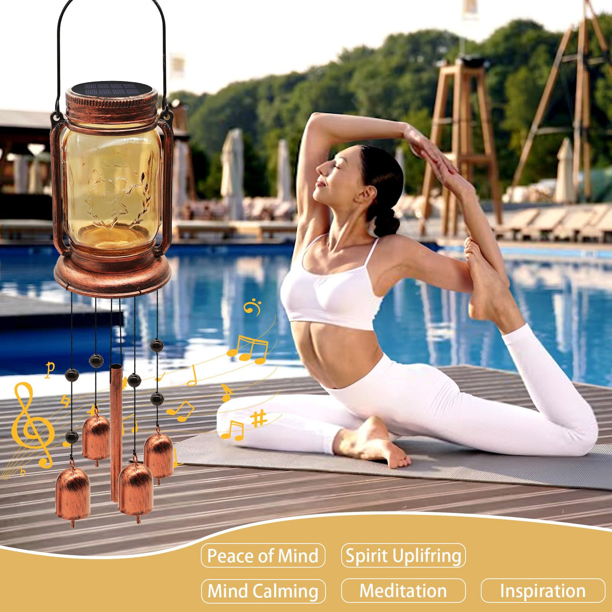 Vcdsoy solar wind chime night activation with light sensor