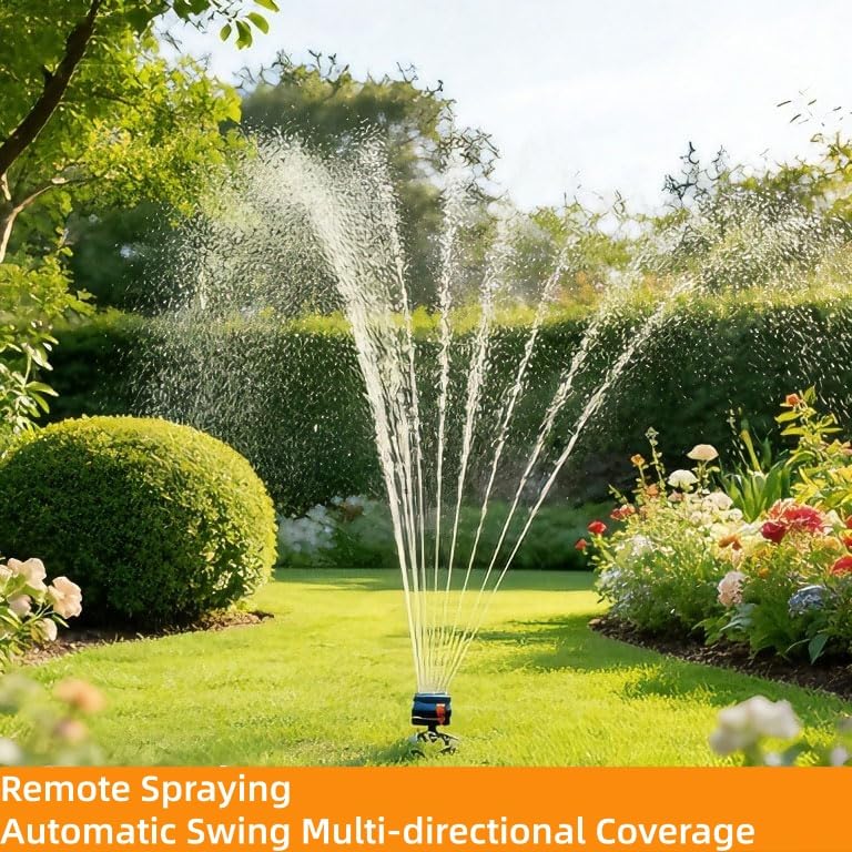 V.C.Formark sprinkler in action over a green lawn demonstrates wide-area reach