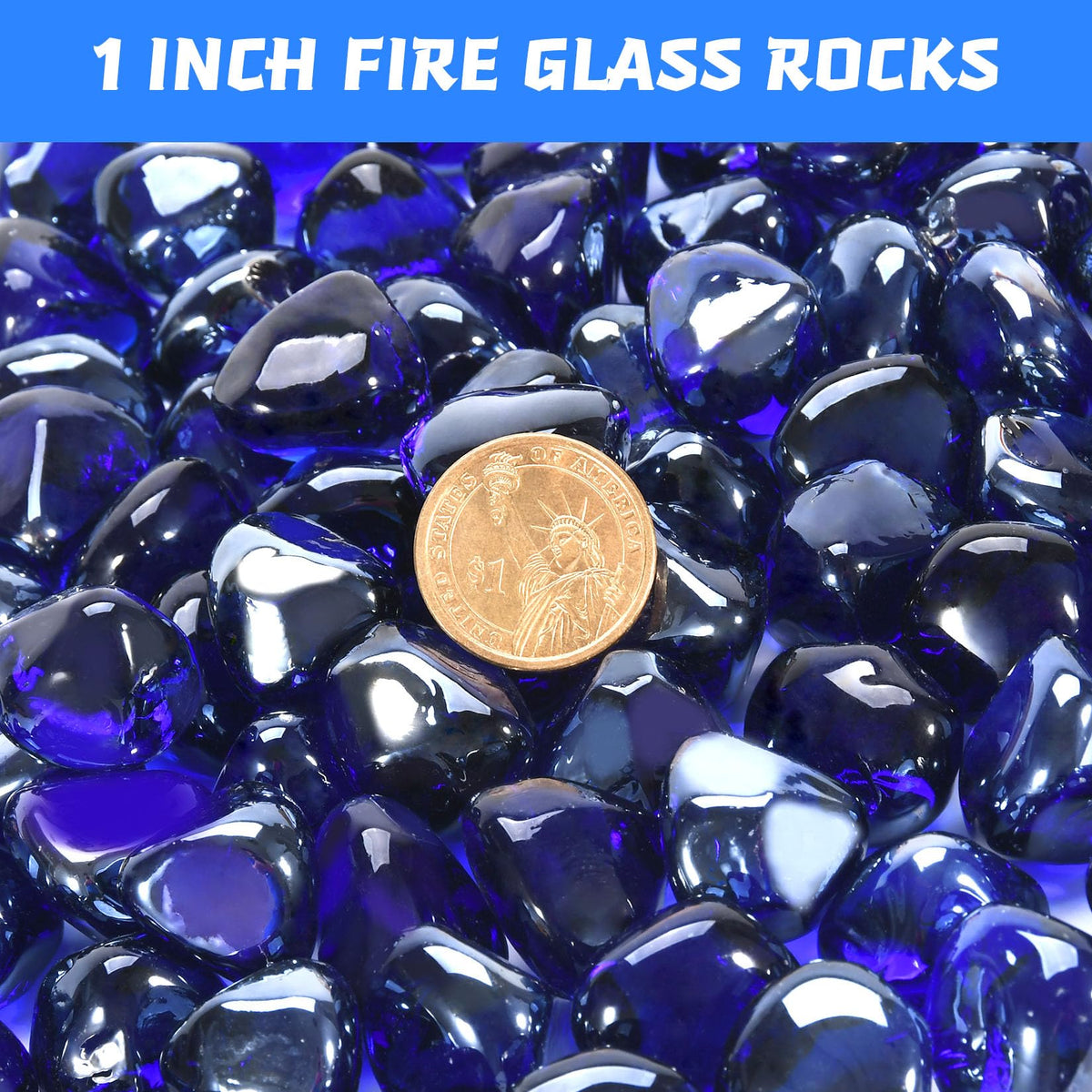 Vchin cobalt blue beads around a burner area for a clean decorative glow