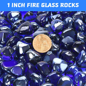 Vchin cobalt blue beads around a burner area for a clean decorative glow