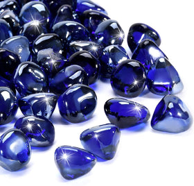 Vchin cobalt blue fire glass beads close-up highlighting high-luster sparkle for vivid flames