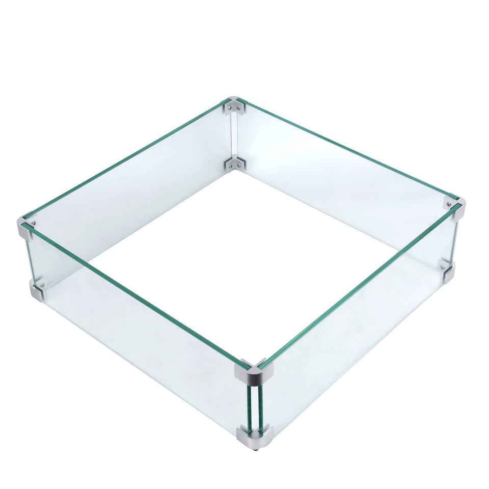 Vchin Fire Pit Wind Guard glass plates protect flames with tempered clarity.
