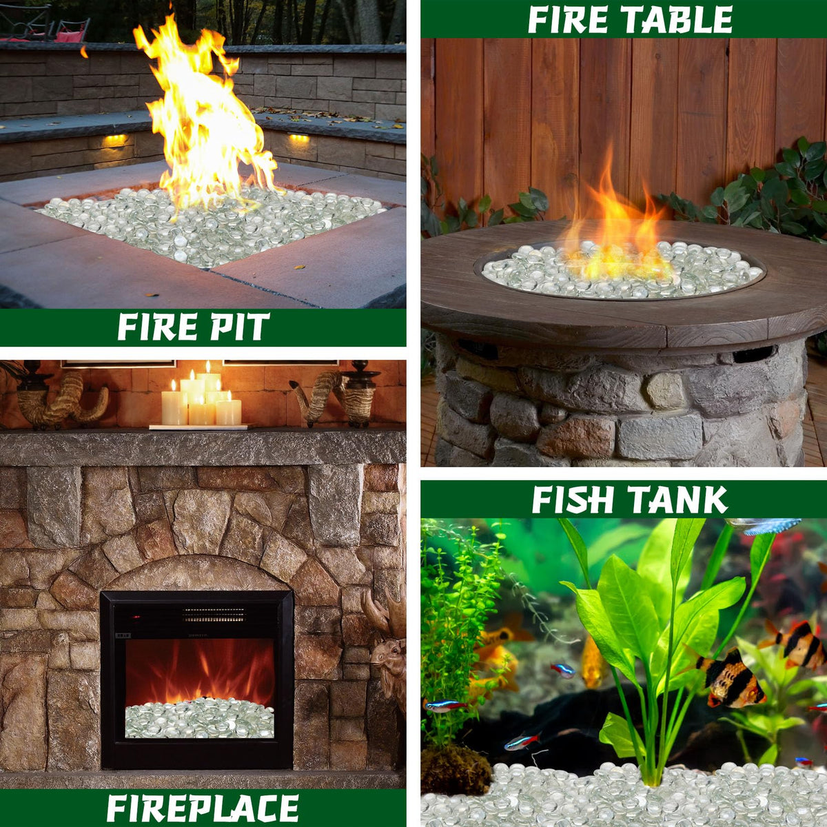 vchin outdoor fire pit glass rocks glow at night with color and warmth
