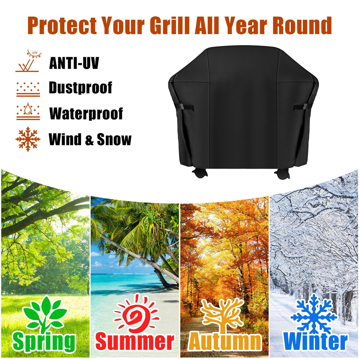 vchin versatile size options protect grills of various shapes.