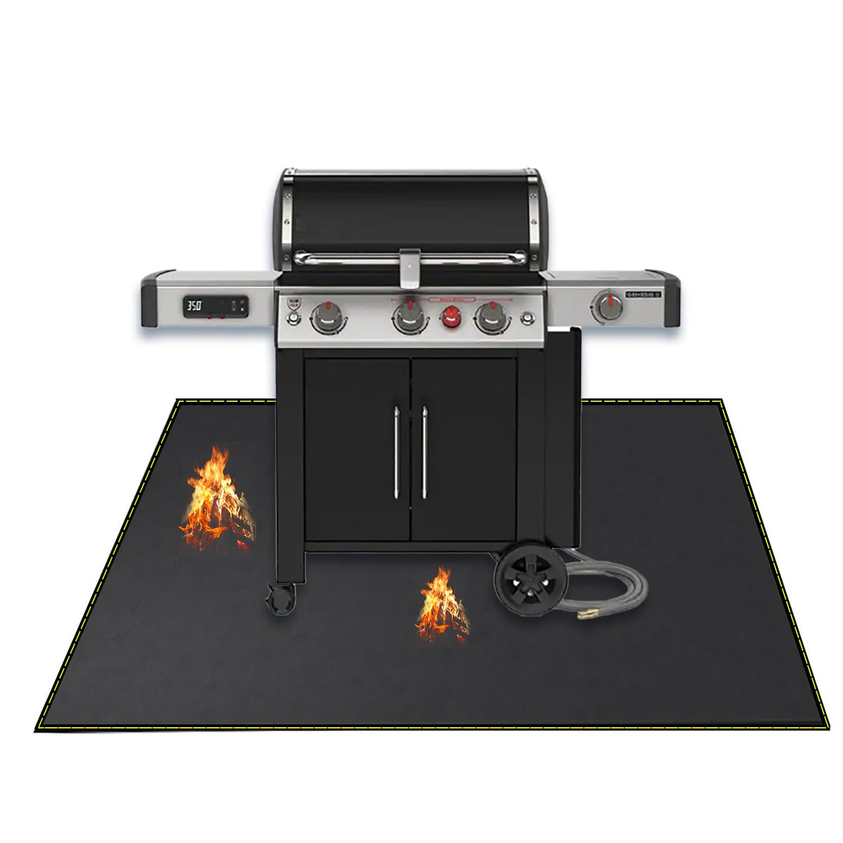 VCHOMY 40x60 under grill mat protecting patio surface from heat and grease