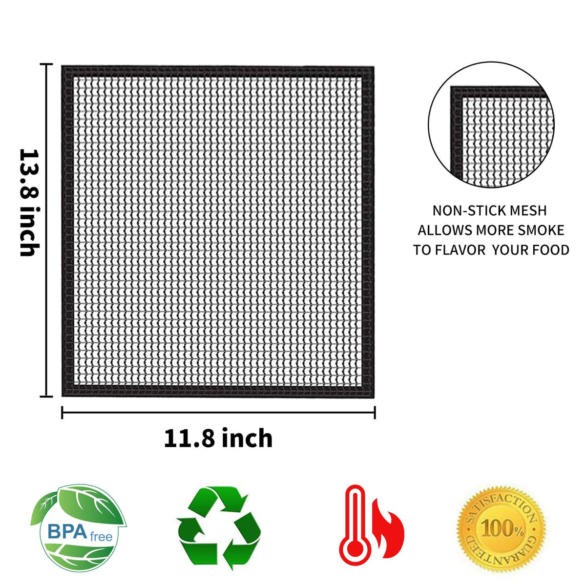Close-up of VCHOMY non-stick grill mat shows easy food release.