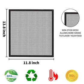 Close-up of VCHOMY non-stick grill mat shows easy food release.