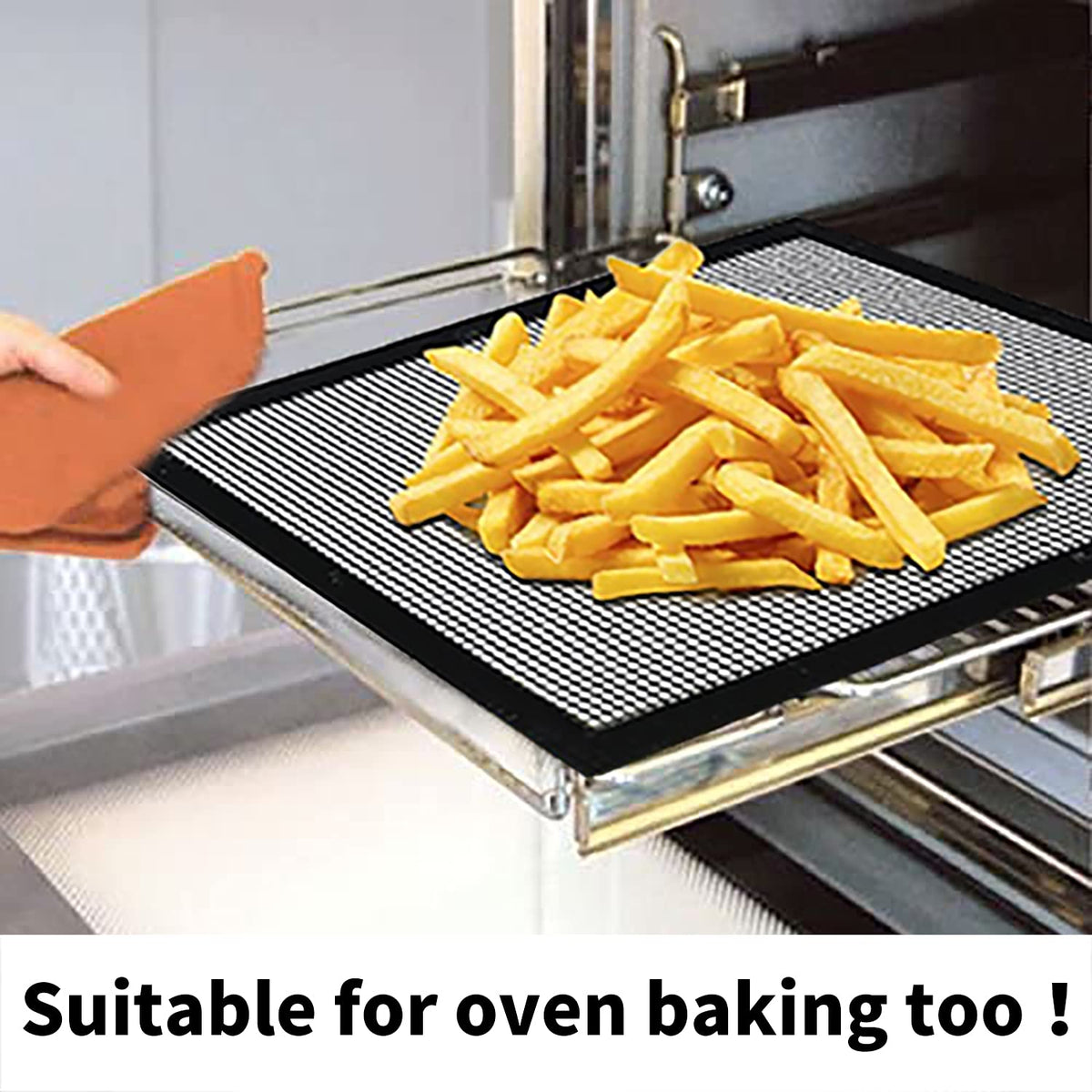 VCHOMY mesh mat for veggies, seafood, and pizza enables versatile cooking.