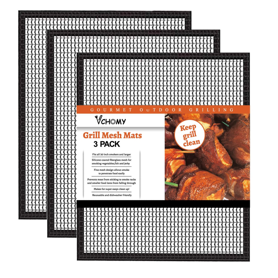 VCHOMY grill mesh mats front view showing a durable 3-pack for versatile grilling