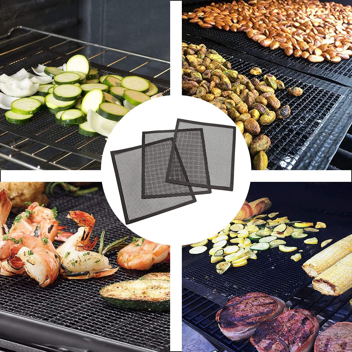 VCHOMY grill mesh mats heat-resistant up to 500F for grilling variety