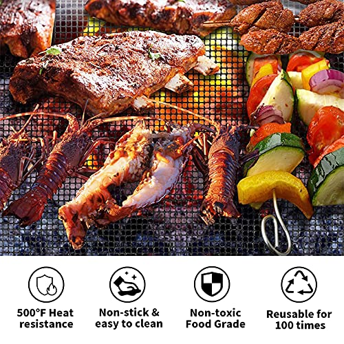 VCHOMY grill mesh mats on grill illustrating non-stick surface for clean cooking