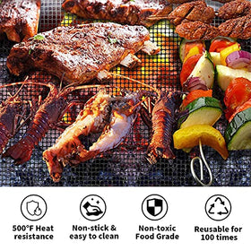 VCHOMY grill mesh mats on grill illustrating non-stick surface for clean cooking
