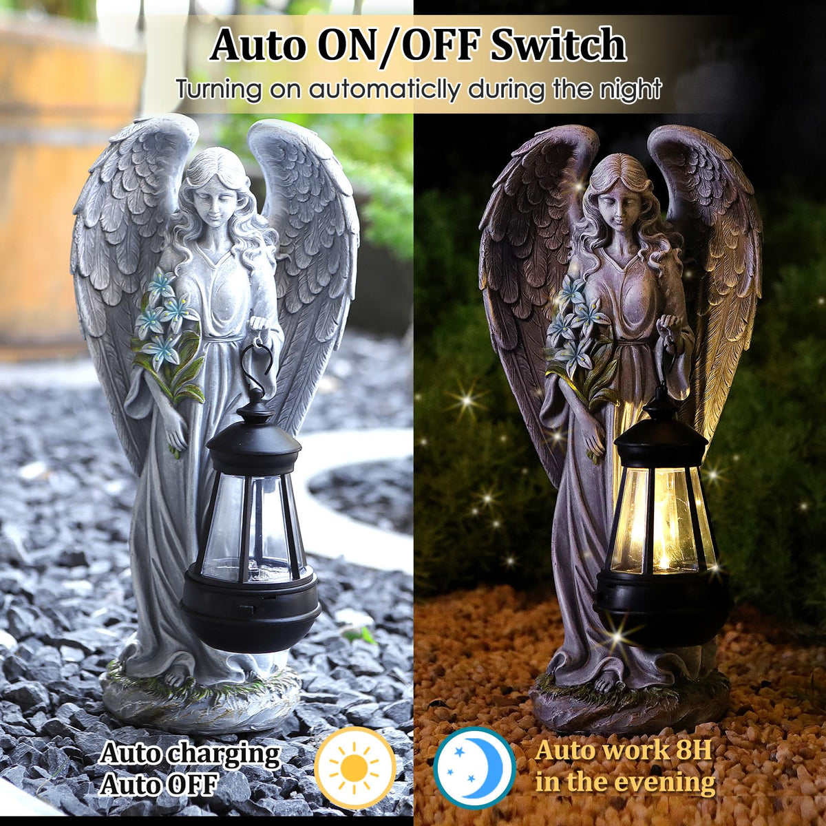 VChymm easy use solar angel ornament for gardens