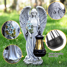 VChymm easy use outdoor angel ornament activates via solar charge