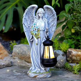 VChymm solar angel garden statue 13.2 inches lights up outdoors
