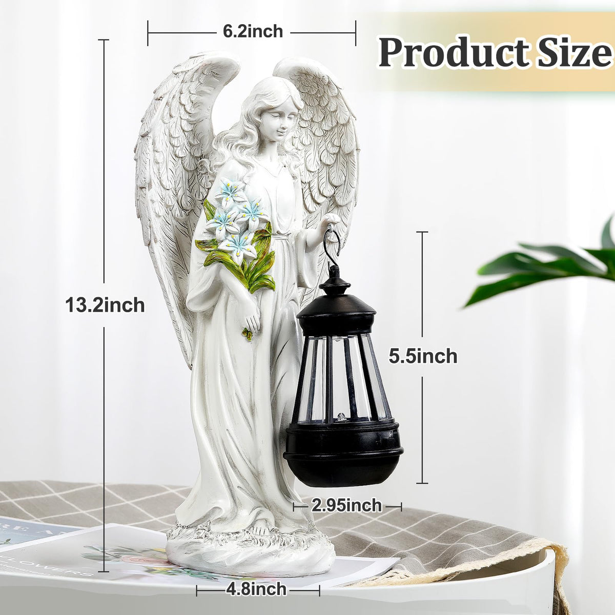 VChymm angel statue lit at night adds magical garden atmosphere