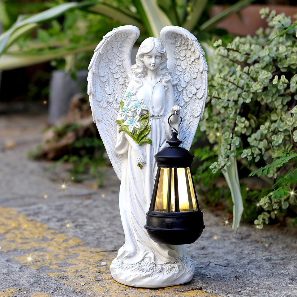 VChymm solar angel statue 13.2 inches glows in daytime garden ambiance