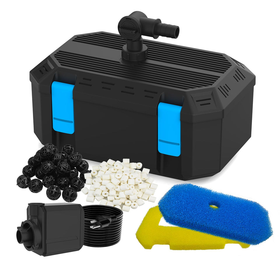 VCRAZE 400GPH pond filter pump exterior view for koi ponds and outdoor setups