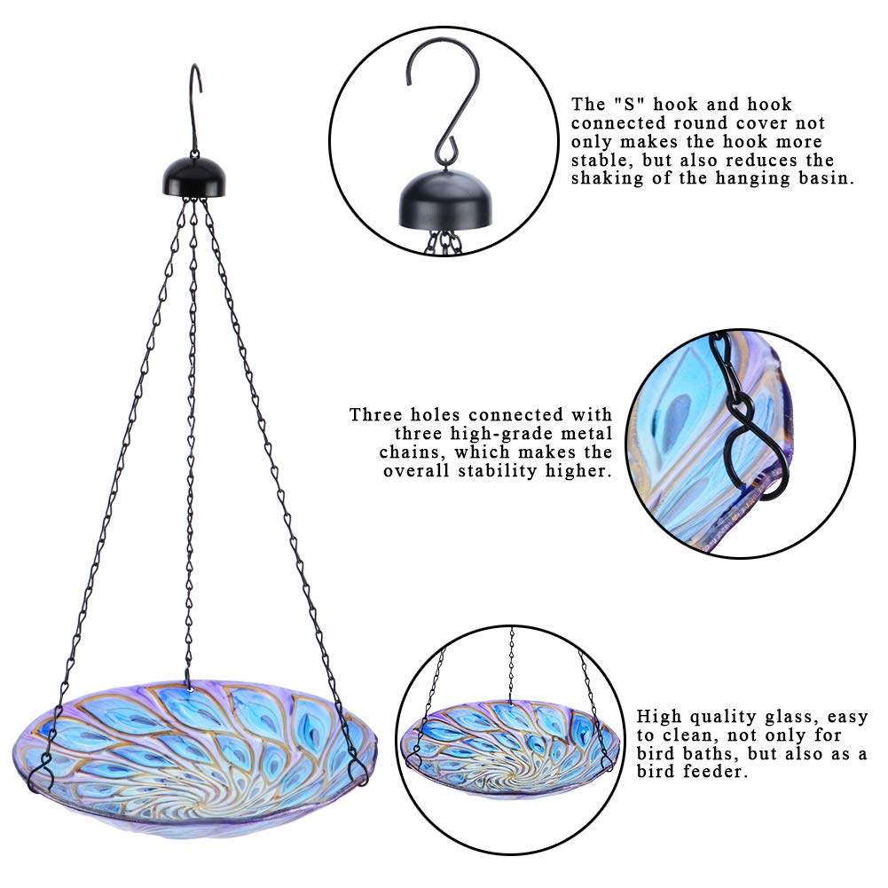 VCUTEKA birdfeeder hanging bowl provides easy feeding access for visiting birds