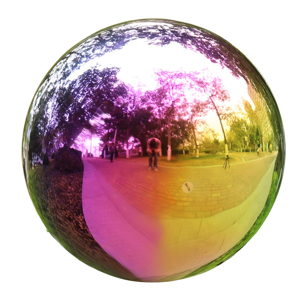 VCUTEKA Gazing Ball 10-Inch reflective surface enhances outdoor decor and light play.