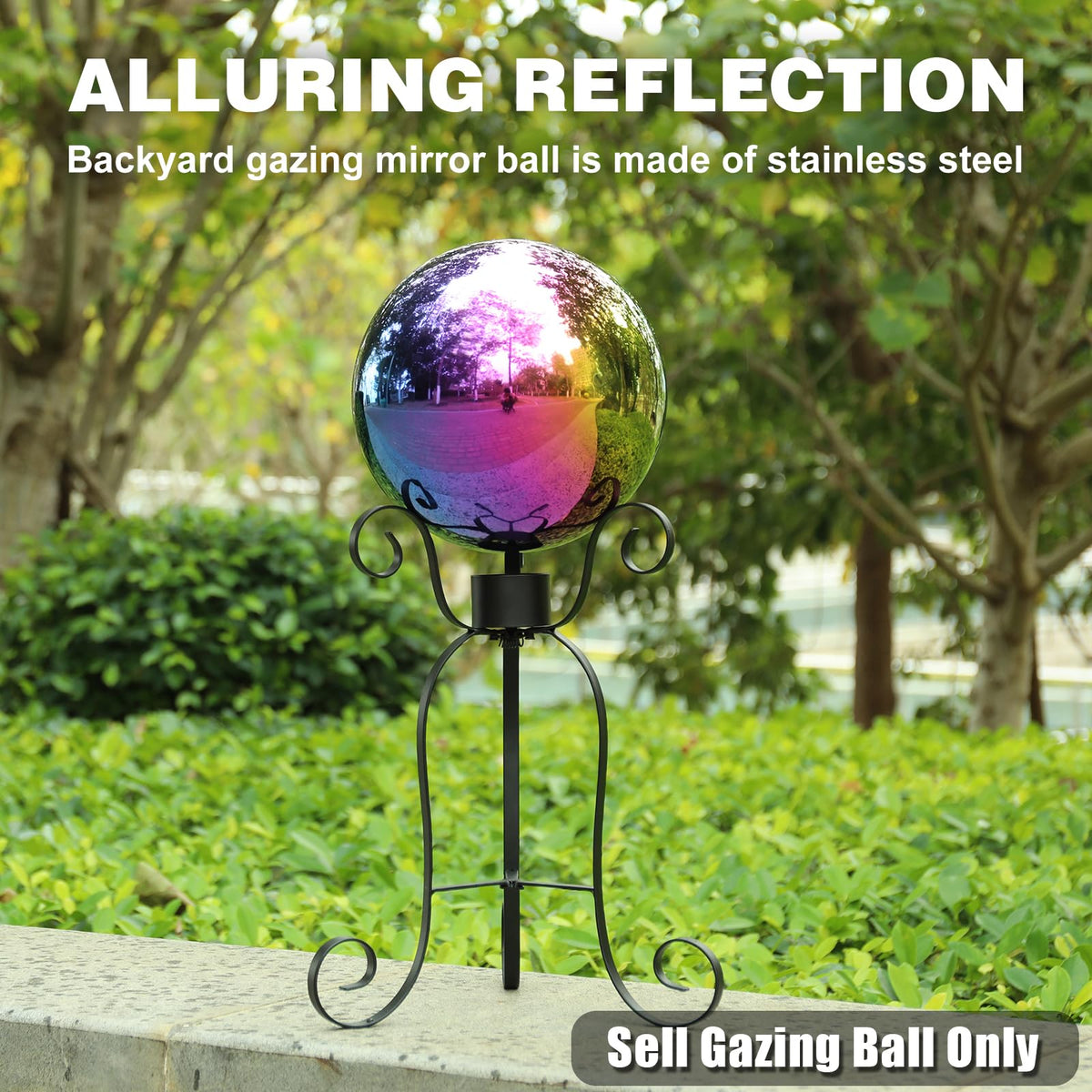VCUTEKA Gazing Ball used as patio decor to highlight pathways and seating areas outdoors.