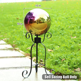 VCUTEKA Gazing Ball Rainbow finish adds color and shimmer to garden scenes.