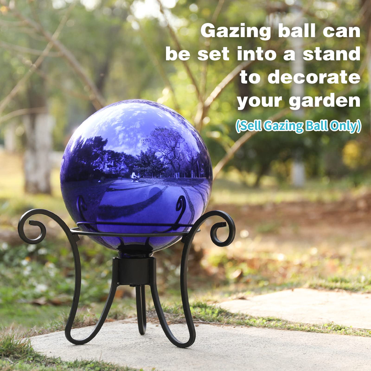 VCUTEKA reflective sphere enhances garden ambiance with a polished surface.