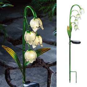 VCUTEKA solar garden stake with glass flower boosts curb appeal and saves energy.