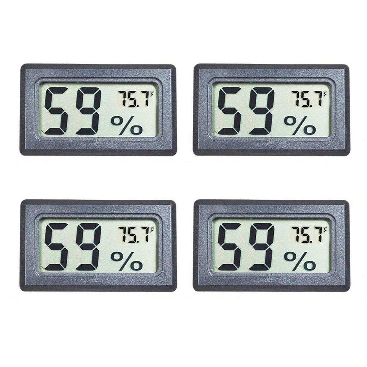 Veanic mini digital hygrometer display shows temperature and humidity in small spaces.