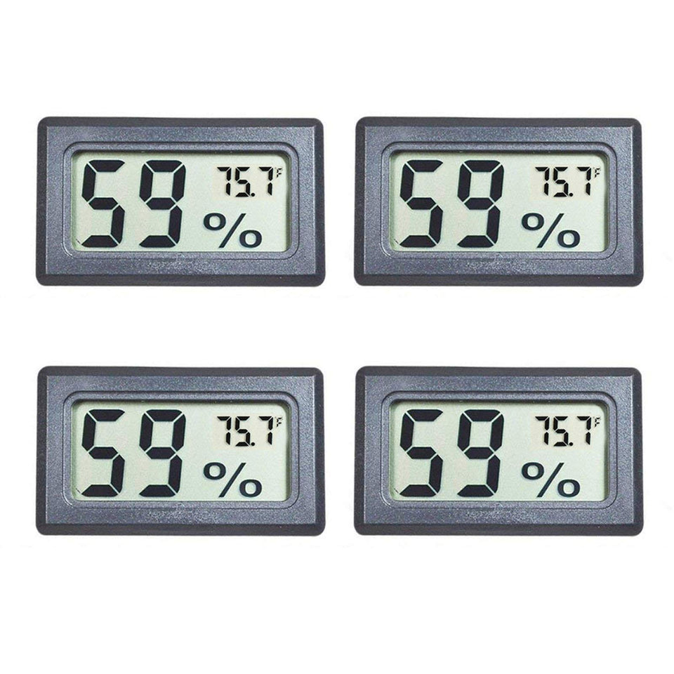 Veanic mini digital hygrometer display shows temperature and humidity in small spaces.