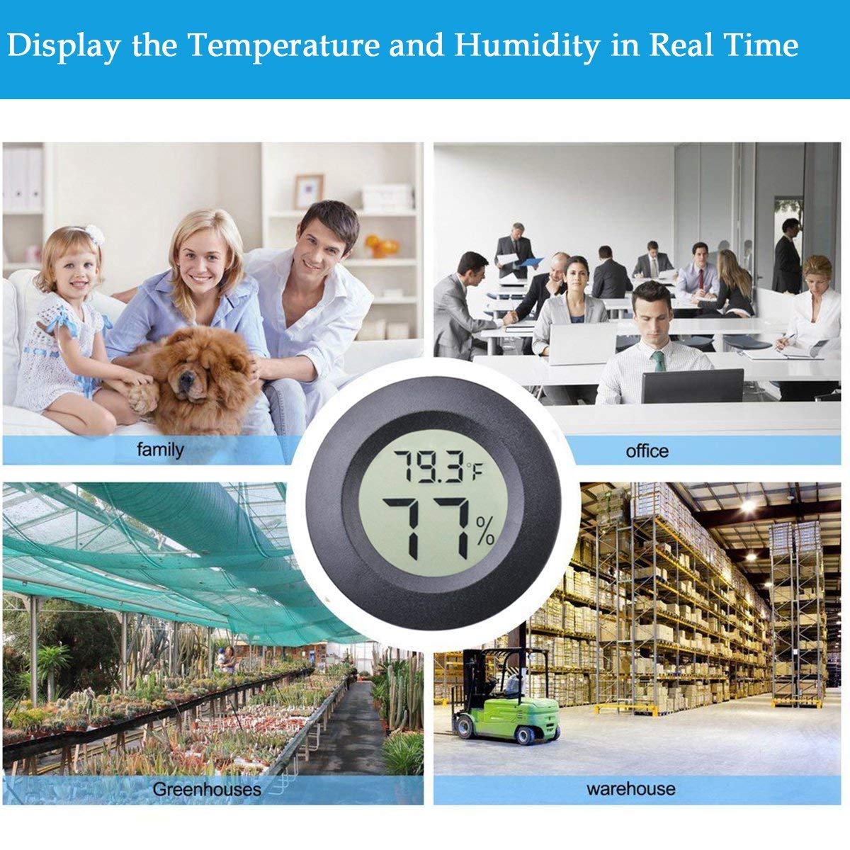 Veanic hygrometer suitable for offices, nurseries, greenhouses, and more