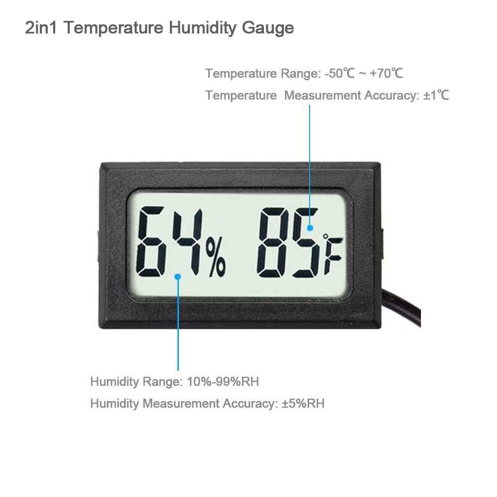 Veanic remote-probe hygrometer placement helps monitor terrarium conditions from a distance.