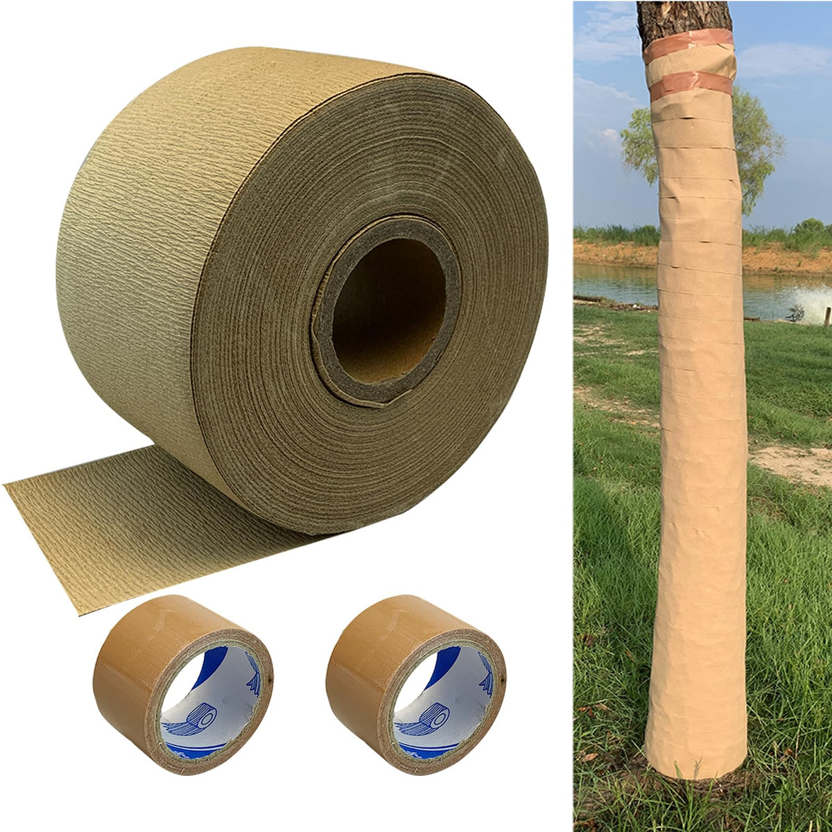Vecacosic 213ft paper tree wrap protecting bark from sun and pests