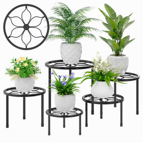 VECELO metal plant stands top view showing five-pack versatility for displays