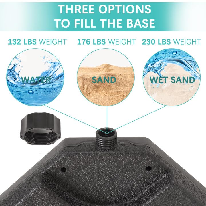 VECELO sand-fill option up to 176 pounds for maximum stability.