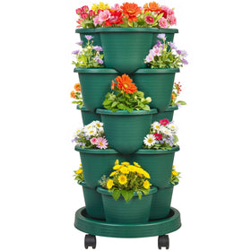 Vecelo 5-Tier vertical planter demonstrates stackable design for space-saving herb gardens.