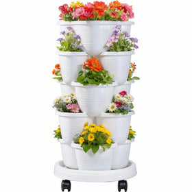 VECELO 5-tier vertical planter with wheels for space-saving gardens