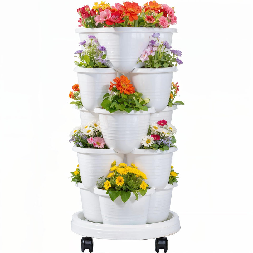 VECELO 5-tier vertical planter with wheels for space-saving gardens